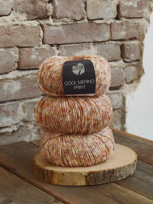 Cool Merino Print 106 Ecru / Lila / Oranje / Mosterd
