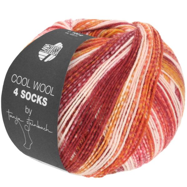 Cool Wool 4 Socks Print 7755 Zachtgeel / Oranjebruin / Roze