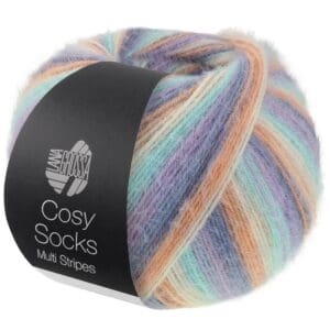Cosy Socks Multi Stripes 153 Lavendel/grijsblauw/zalm/crème/turkoois - Afbeelding 1