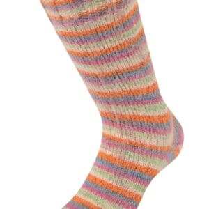 Cosy Socks Multi Stripes 154 Donkergrijs/Grijsblauw/Fuchsia/Lichtgroen/ Crème/Oranje - Afbeelding 2