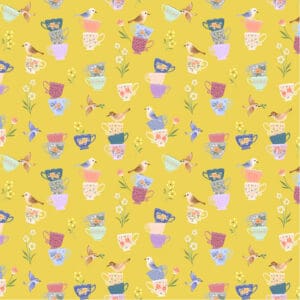 CATS IN THE GARDEN, TEA TIME BIRDIES - Yellow - 228538548 - Afbeelding 1