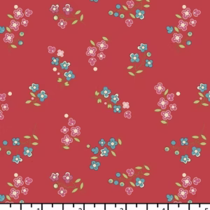 Quiltstof EQP - Back in the Day - BD 26 01 03 - Forget-Me-Not - Crimson - Afbeelding 1